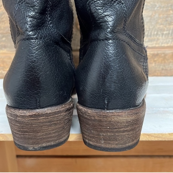Frye Carson Pull On Black Leather Southern Western Cowgirl Festival Boots 11 - Picture 9 of 13